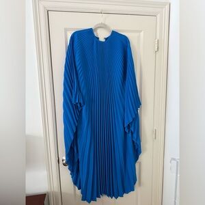 Elegant Blue Pleated Kaftan Dress